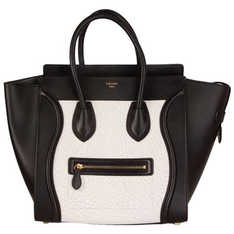 celine mini luggage black and white|Celine shoulder luggage tote price.